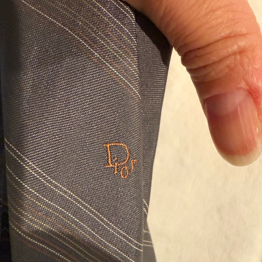 Christian Dior Gray Striped Silk Tie Men’s Designer Classic Formal Office - Picture 4 of 7